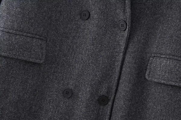 Womens Vintage Lapel Long Sleeve Double-breasted Oversized Coat Gray Womens Vintage Lapel Long Sleeve Double-breasted Oversized Coat Gray