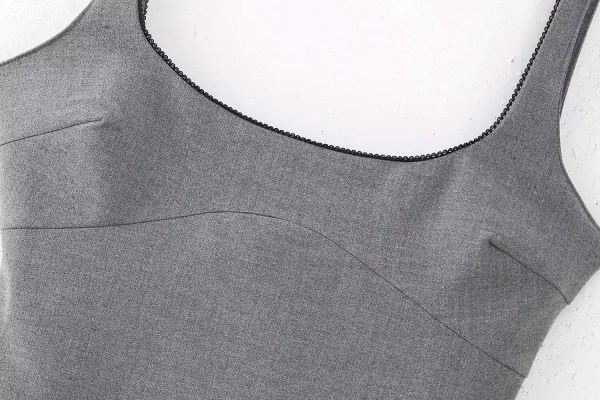 Womens Silver Gray Strap Slim Fit Lace Detail Mini Dress