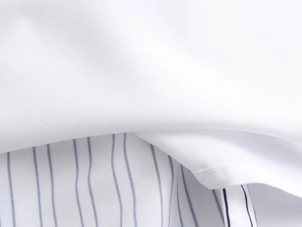 Womens Stripe Single Button Up Oversized White Shirt