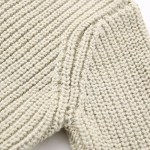 Women’s Army Inspo Short Knit Ivory Round neck jumper with side pockets