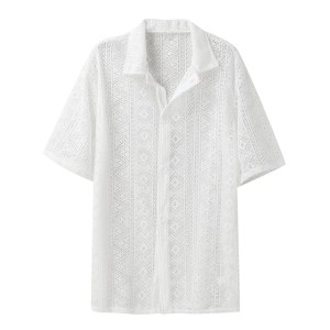 Summer New Fashion Men’s Mesh Lace Shirt Summer New Fashion Men’s Mesh Lace Shirt