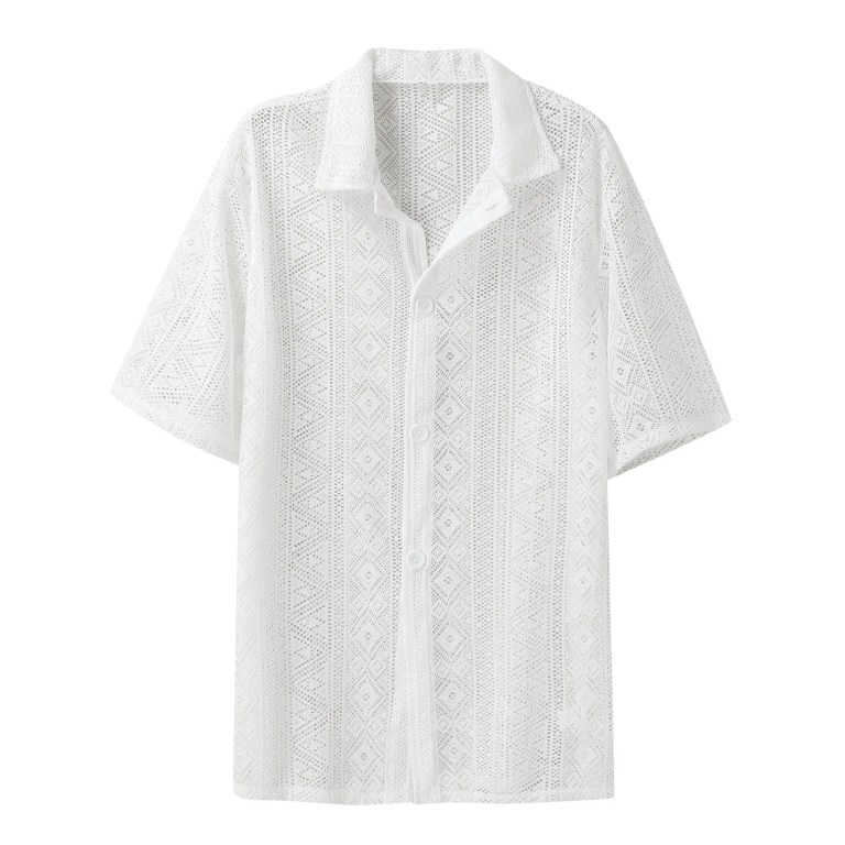 Summer New Fashion Men’s Mesh Lace Shirt