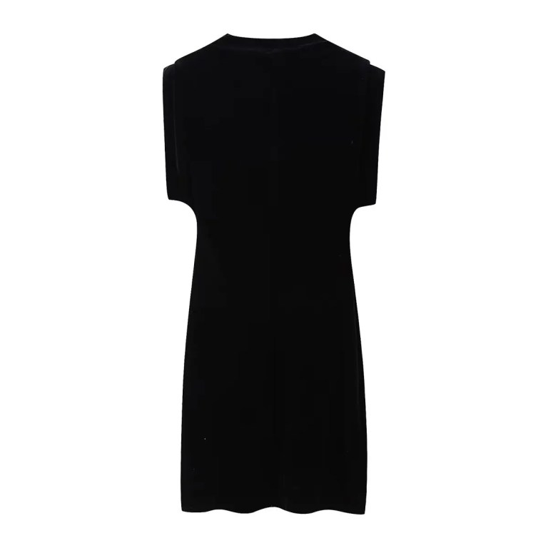Womens Black Velvet Slim Sleeveless Evening Mini Dress