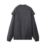 Womens Knot Knit V Neck Long Sleeve Cardigan Charcoal