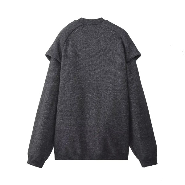 Womens Knot Knit V Neck Long Sleeve Cardigan Charcoal