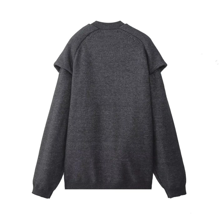 Womens Knot Knit V Neck Long Sleeve Cardigan Charcoal