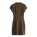 Womens Pocket Slim Military Inspo Headline Short Sleeve Tee Mini Dress