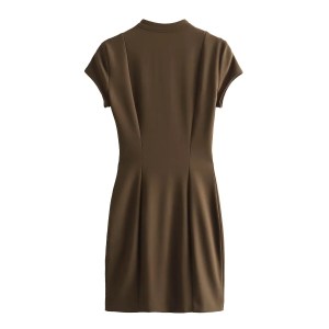 Womens Pocket Slim Military Inspo Headline Short Sleeve Tee Mini Dress