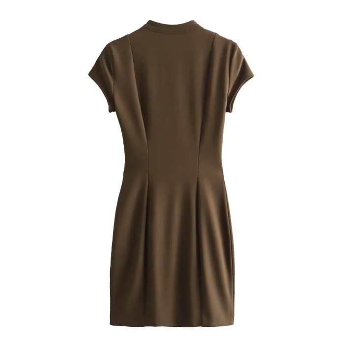 Womens Pocket Slim Military Inspo Headline Short Sleeve Tee Mini Dress