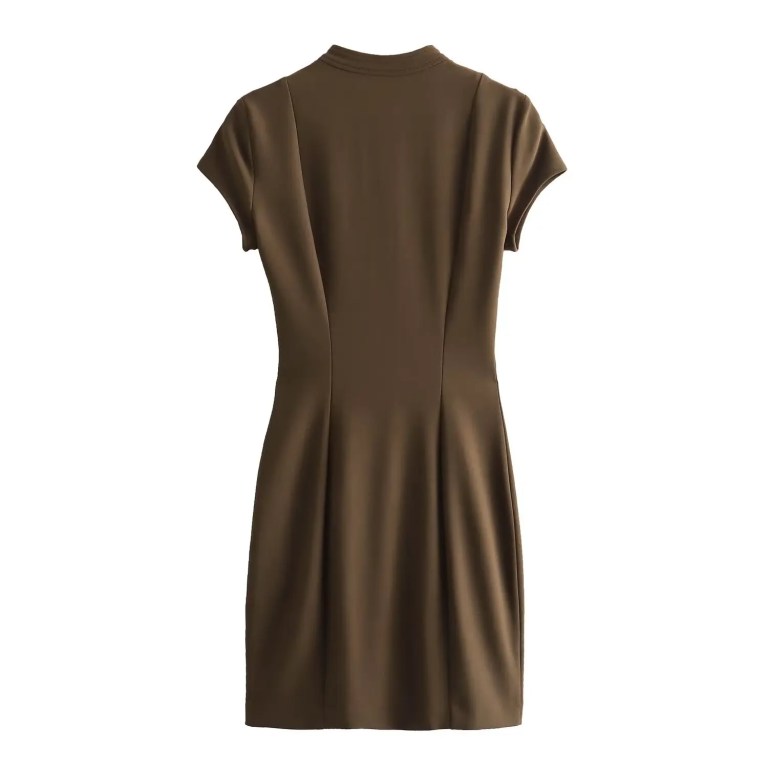 Womens Pocket Slim Military Inspo Headline Short Sleeve Tee Mini Dress
