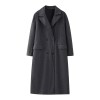 Womens Vintage Lapel Long Sleeve Double-breasted Oversized Coat Gray Womens Vintage Lapel Long Sleeve Double-breasted Oversized Coat Gray