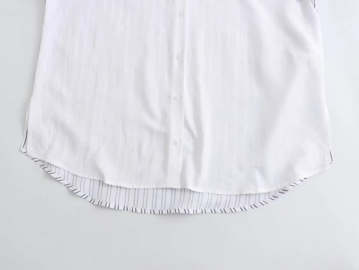 Womens Stripe Single Button Up Oversized White Shirt Womens Stripe Single Button Up Oversized White Shirt