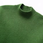 Womens Green Knit Cropped Turtleneck Jumper