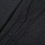 Womens Knot Knit V Neck Long Sleeve Cardigan Charcoal