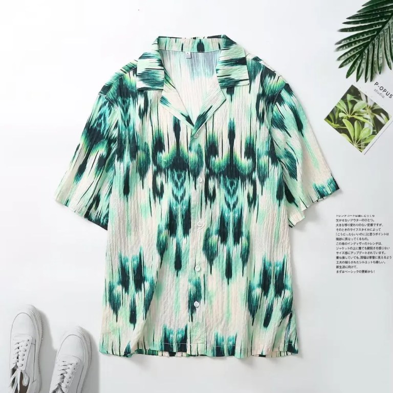 Casual Loose Lapel Brush Painted Printed Shirt – Summer Holiday Style for Men Casual Loose Lapel Brush Painted Printed Shirt – Summer Holiday Style for Men