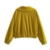 Womens Mustard Retro Vintage Fan Collar Oversized Jacket Womens Mustard Retro Vintage Fan Collar Oversized Jacket