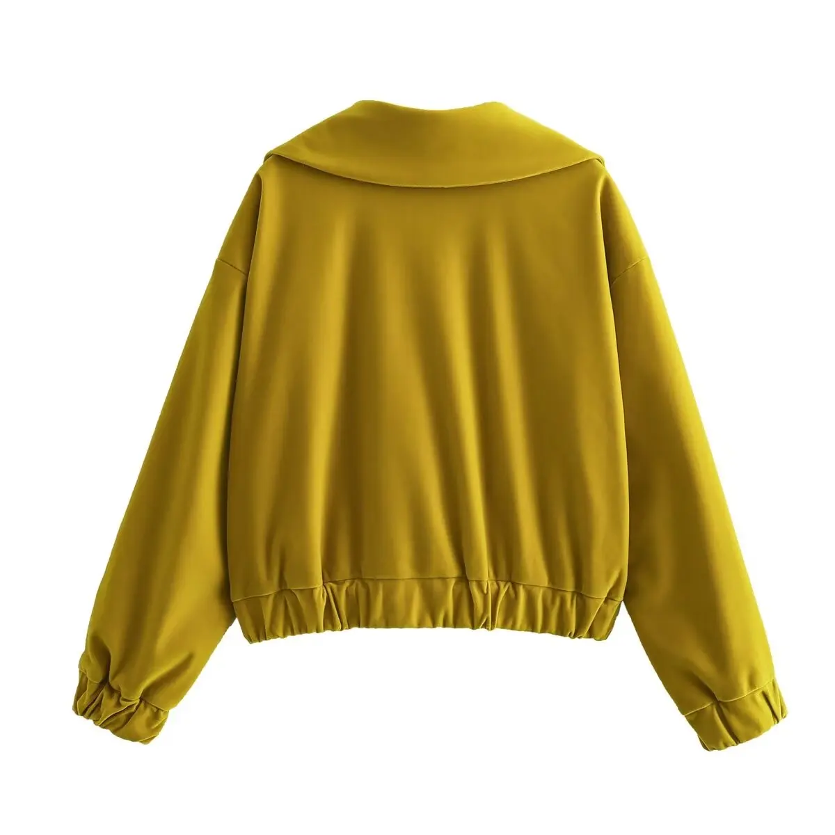 Womens Mustard Retro Vintage Fan Collar Oversized Jacket