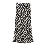 Womens Black & White Swirl Print Shirt + Midi Skirt Set