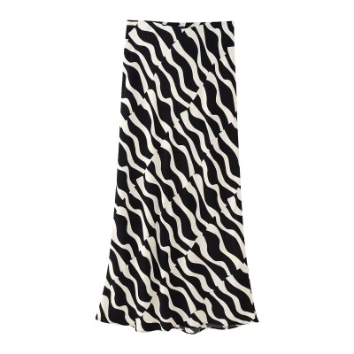 Womens Black & White Swirl Print Shirt + Midi Skirt Set Womens Black & White Swirl Print Shirt + Midi Skirt Set