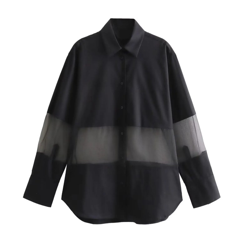 Womens Black Ghost Die Long Sleeve Oversized Shirt