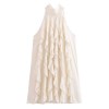 Womens Apricot Ruffle Halter Sleeveless Mini Dress Womens Apricot Ruffle Halter Sleeveless Mini Dress