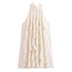 Womens Apricot Ruffle Halter Sleeveless Mini Dress Womens Apricot Ruffle Halter Sleeveless Mini Dress