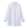Womens Classic Oversized White Shirt with Collar Blue Detail Womens Classic Oversized White Shirt with Collar Blue Detail