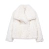 Womens Thick Warm Winter Faux Fur Vintage Long Sleeve Coat White