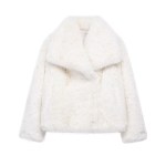 Womens Thick Warm Winter Faux Fur Vintage Long Sleeve Coat White