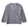 Womens Straight V Cut Neck Kint Jumper with woven Pockets Light Grey Womens Straight V Cut Neck Kint Jumper with woven Pockets Light Grey