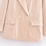 Womens Pastel Pink Sequined loose pocket oversized Blazer