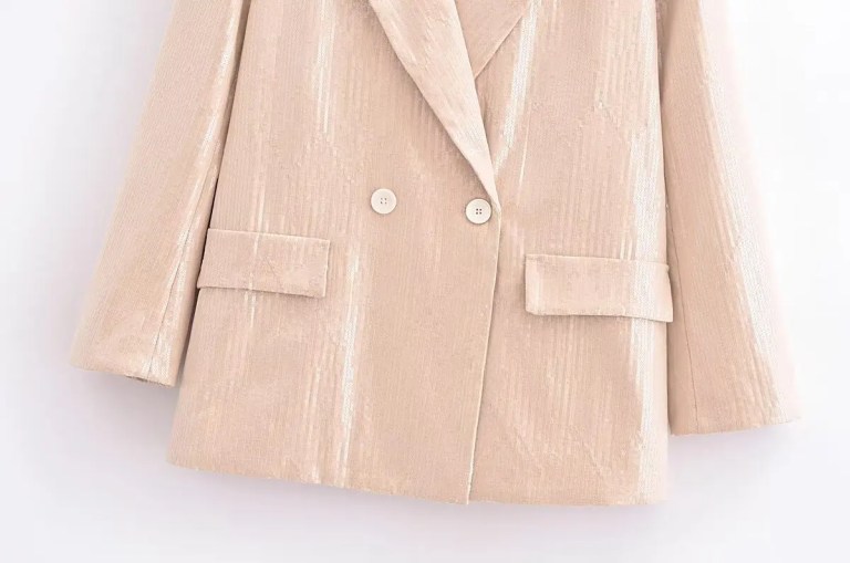 Womens Pastel Pink Sequined loose pocket oversized Blazer