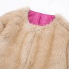 Women Faux Fur Cream Vintage Round Collar Jacket Women Faux Fur Cream Vintage Round Collar Jacket