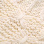 Womens Textured Ivory Knit Round Collar Jumper