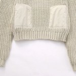 Women’s Army Inspo Short Knit Ivory Round neck jumper with side pockets