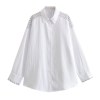 Womens Stripe Single Button Up Oversized White Shirt Womens Stripe Single Button Up Oversized White Shirt