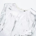 Womens Sleeveless Sequined Tassel Silver Round Collar Mini Dress Womens Sleeveless Sequined Tassel Silver Round Collar Mini Dress