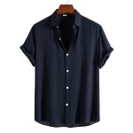 Casual Solid Color Lapel Short-sleeved Men’s Fashion Trend Shirt