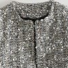 Womens Sequin Tweed Round Collar Vintage Jacket