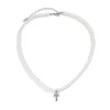 Men’s Pearl Beads Chain with Shiny Rhinestone Cross Necklace Men’s Pearl Beads Chain with Shiny Rhinestone Cross Necklace