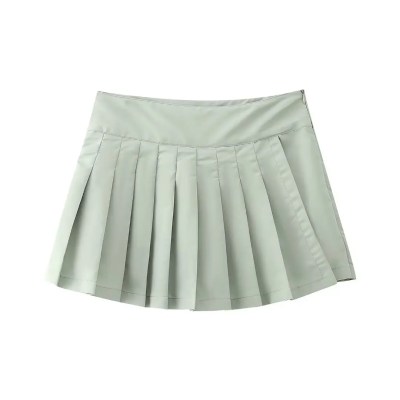 Womens Ice Gray Retro Nylon Zipper Jacket Coat + Pleated Mini Skirt Womens Ice Gray Retro Nylon Zipper Jacket Coat + Pleated Mini Skirt