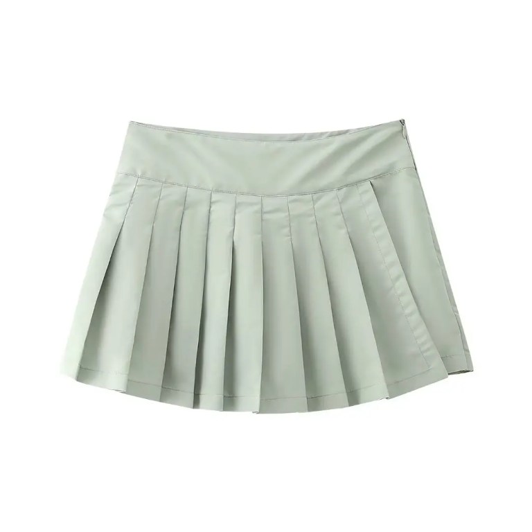 Womens Ice Gray Retro Nylon Zipper Jacket Coat + Pleated Mini Skirt Womens Ice Gray Retro Nylon Zipper Jacket Coat + Pleated Mini Skirt