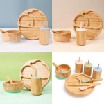 4pcs Children’s Tableware Bamboo Dinnerware Set