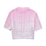 Womens Eight-length Metallic Pink Sweetheart Knit Round Neck Jumper