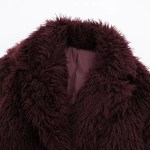 Womens Thick Winter Eco-friendly Fur Vintage Short Coat Burgandy Red
