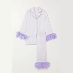 Luxury Womens Silky Lilac Purple Feather Pyjama Set Luxury Womens Silky Lilac Purple Feather Pyjama Set