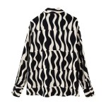 Womens Black & White Swirl Print Shirt + Midi Skirt Set