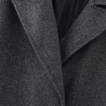 Womens Vintage Lapel Long Sleeve Double-breasted Oversized Coat Gray