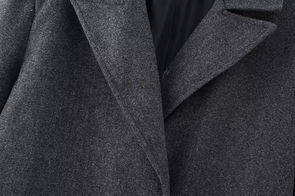 Womens Vintage Lapel Long Sleeve Double-breasted Oversized Coat Gray Womens Vintage Lapel Long Sleeve Double-breasted Oversized Coat Gray