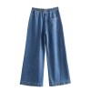 Womens Washed Denim Oversized Shirt & Wide Leg Denim Wide Leg Draw String Pant Set. Womens Washed Denim Oversized Shirt & Wide Leg Denim Wide Leg Draw String Pant Set.